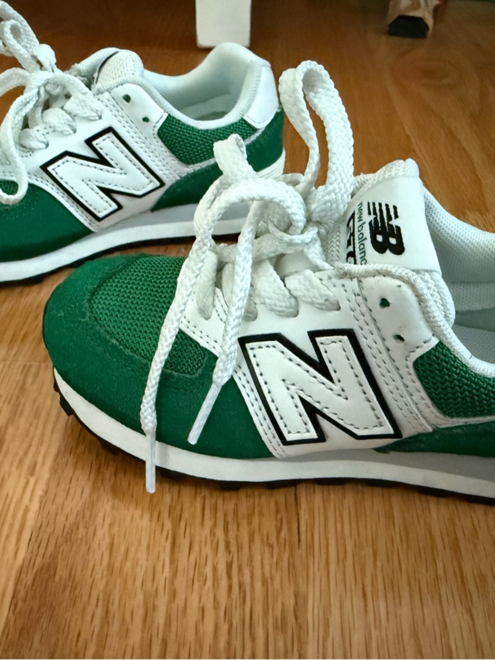 New Balance Kids Green & White Sneakers with 'N' Logo